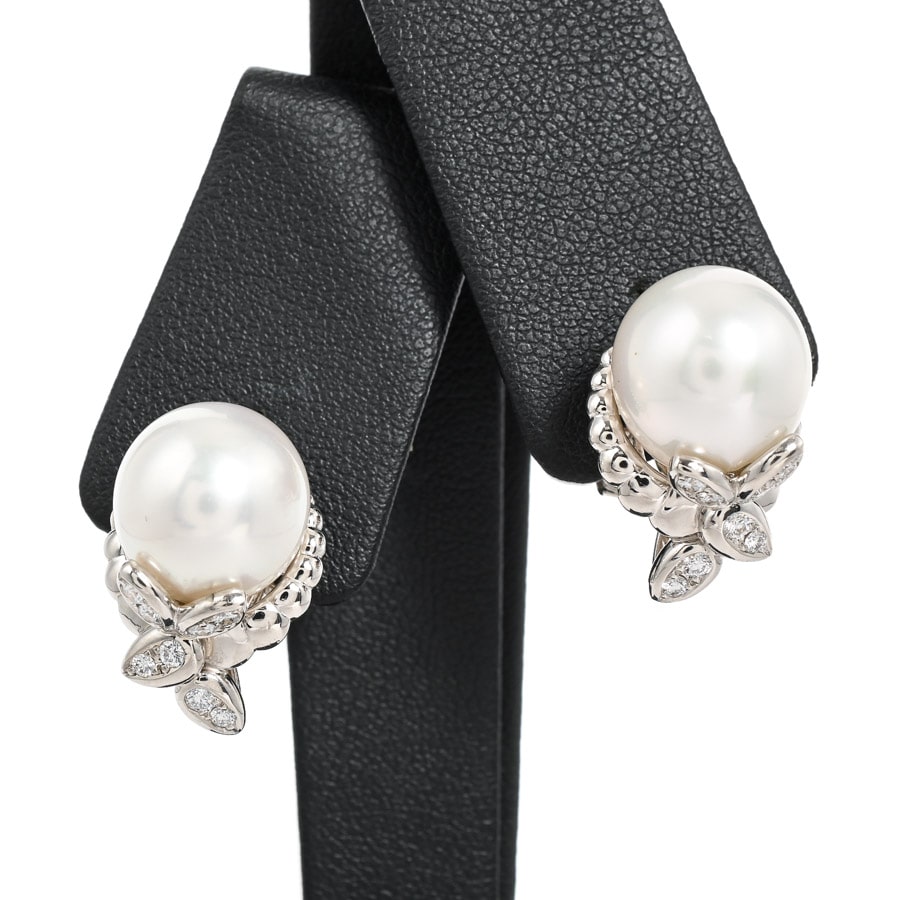 【中古A品】  クィーン パール ピアス   プラチナ950(Pt950) 銀座