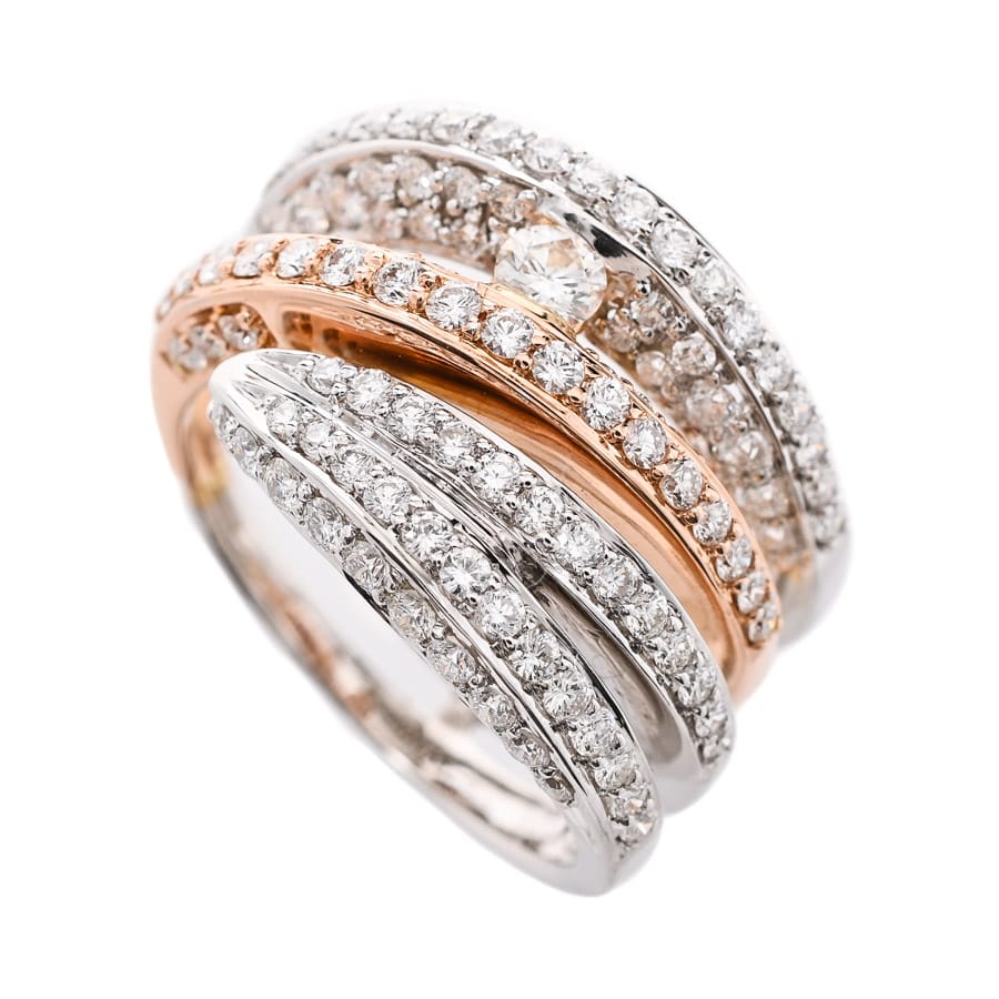 【中古A品】  クィーン ダイヤ リング   K18WP 銀座