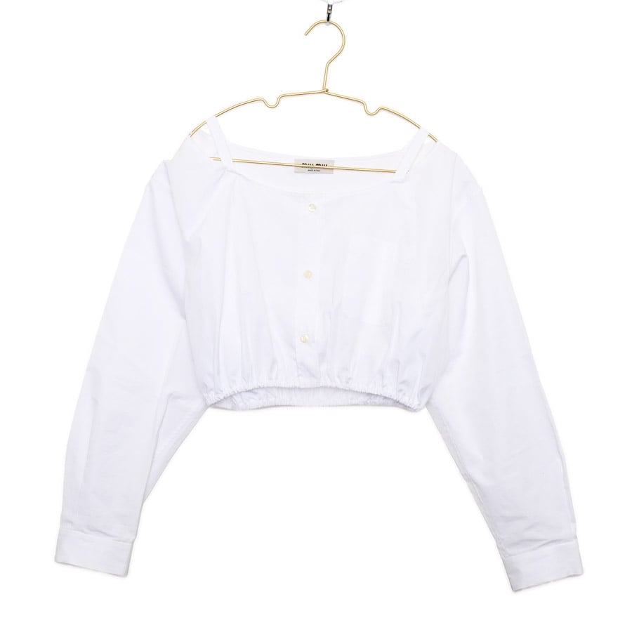 【中古A品】  ミュウミュウ クロップドブラウス  MK1738 コットン THE YOKOHAMA FRONT