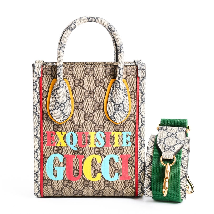 【中古SA品】  グッチ EXQUISITEミニトートバッグ  699406 GGスプリーム THE YOKOHAMA FRONT