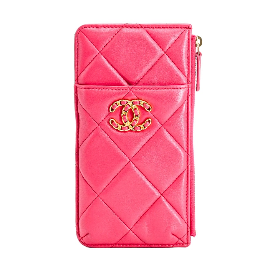 CHANEL19フォン&カードホルダー フューシャピンク 約W10xH19.5cm(実寸)