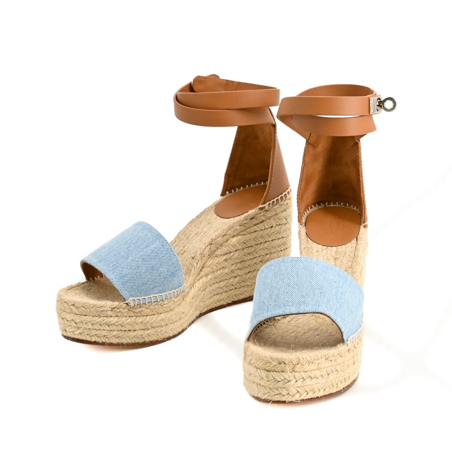 【中古A品】  エルメス エスパドリーユティポリ   デニム 銀座