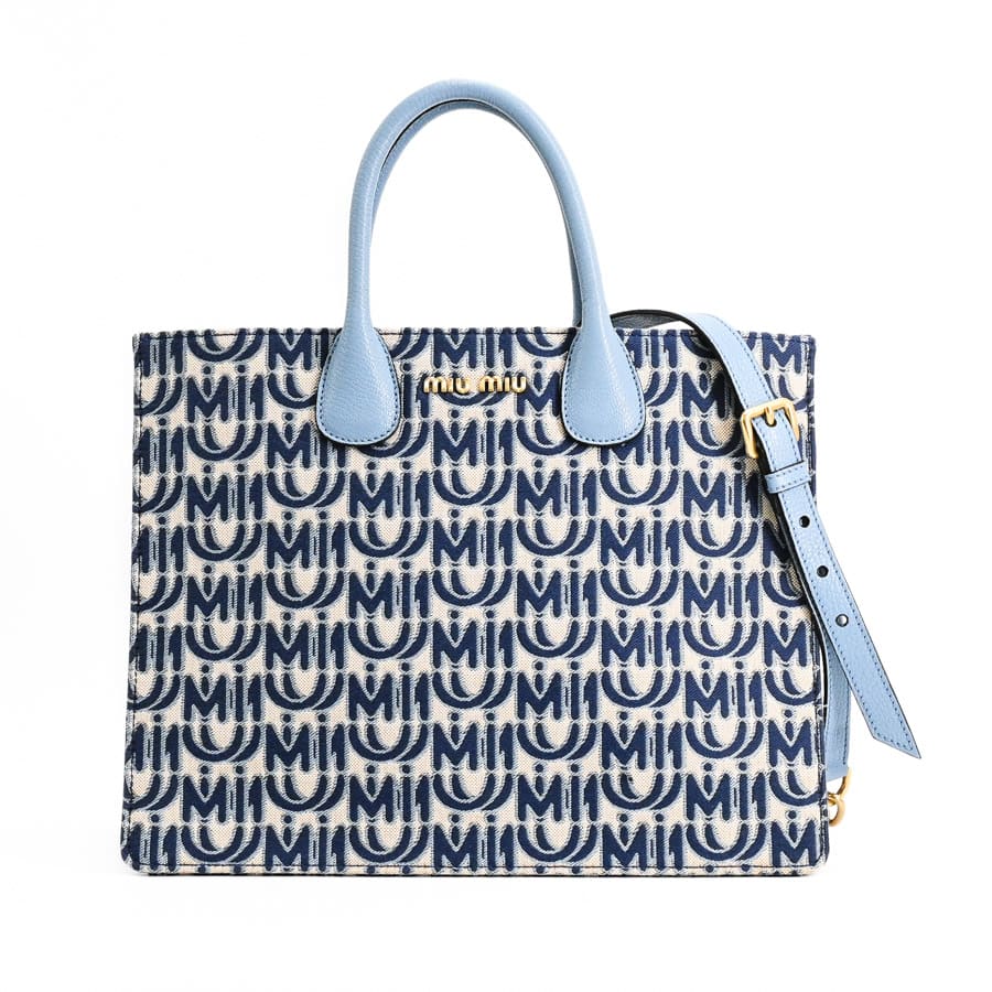 【中古A品】  ミュウミュウ 2WAYトートバッグ  5BG156 ジャガード 元町本店