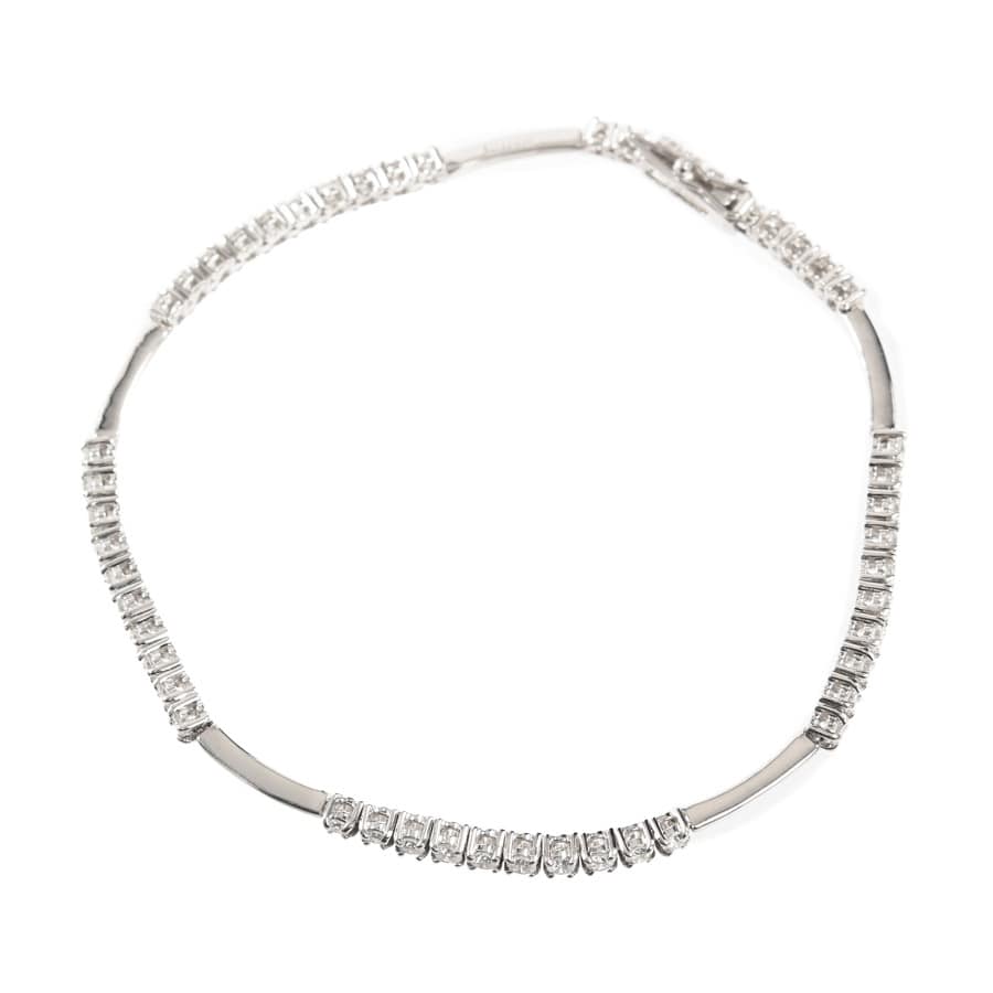 【中古A品】  ライン ダイヤ ブレスレット   K18ホワイトゴールド 新宿歌舞伎町店