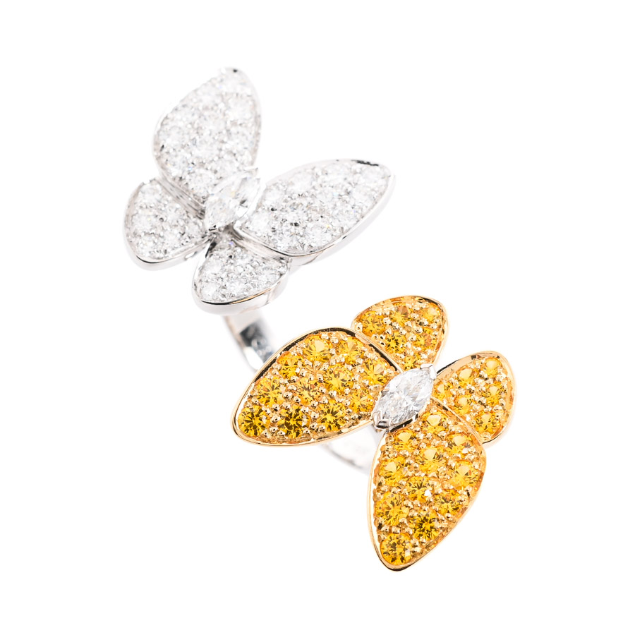 【中古A品】  ヴァンクリーフアーペル ドゥパピヨン アントレレドア  VCARA13650 K18YG/WG 銀座