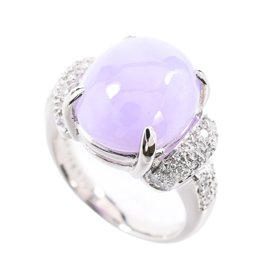 【中古A品】  ノンブランドジュエリー ラベンダー翡翠 リング   プラチナ900 銀座