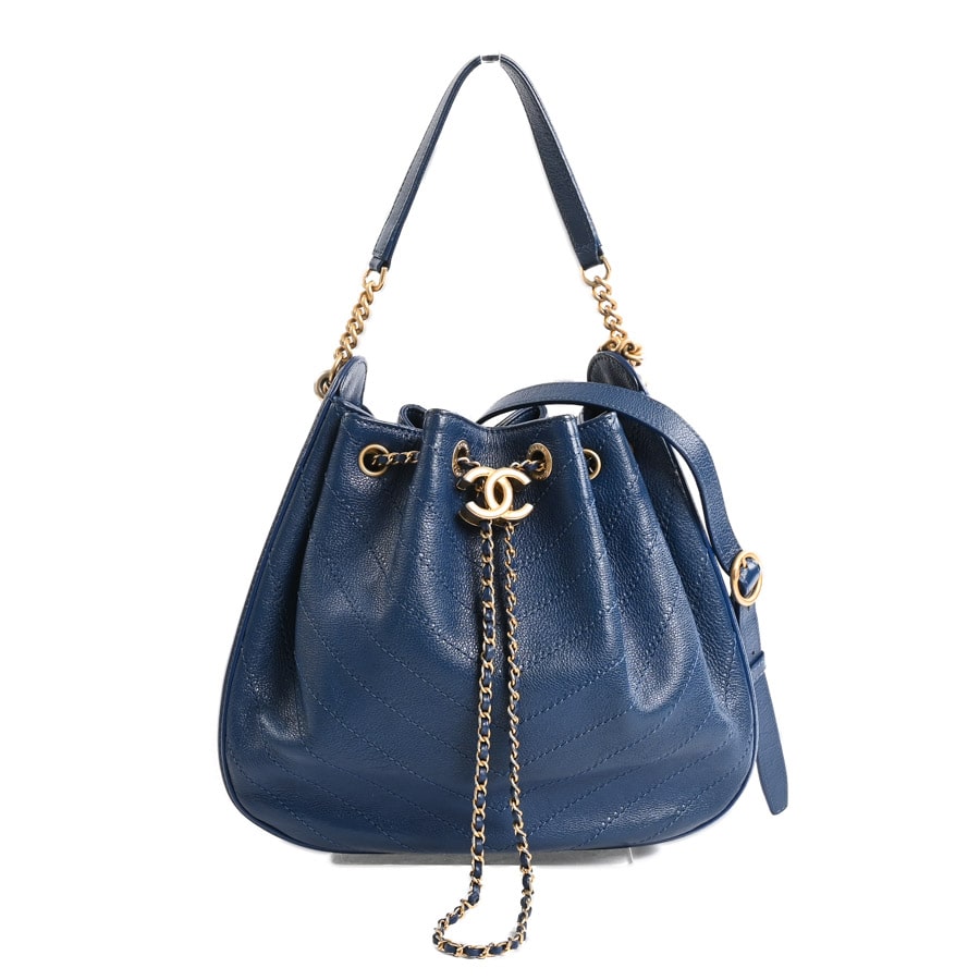 【中古A品】  シャネル 2WAY巾着チェーンショルダーバッグ   型押しレザー 新宿歌舞伎町店