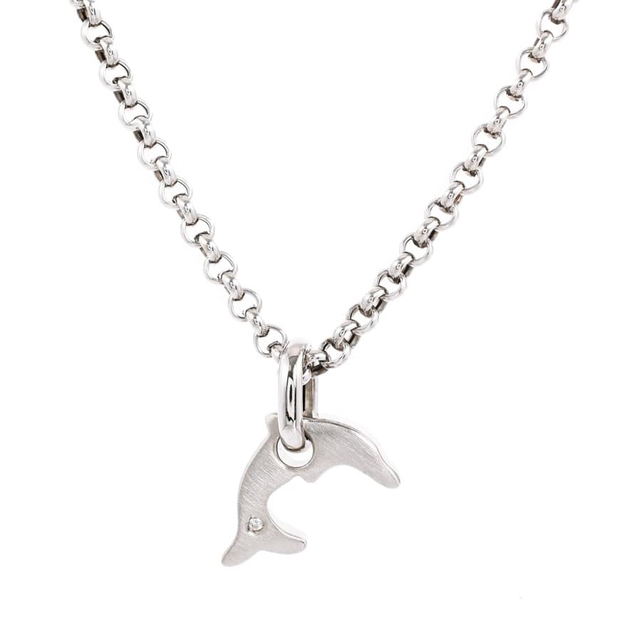 【中古A品】  ポンテヴェキオ イルカモチーフ ネックレス   K18ホワイトゴールド(K18WG) 元町本店