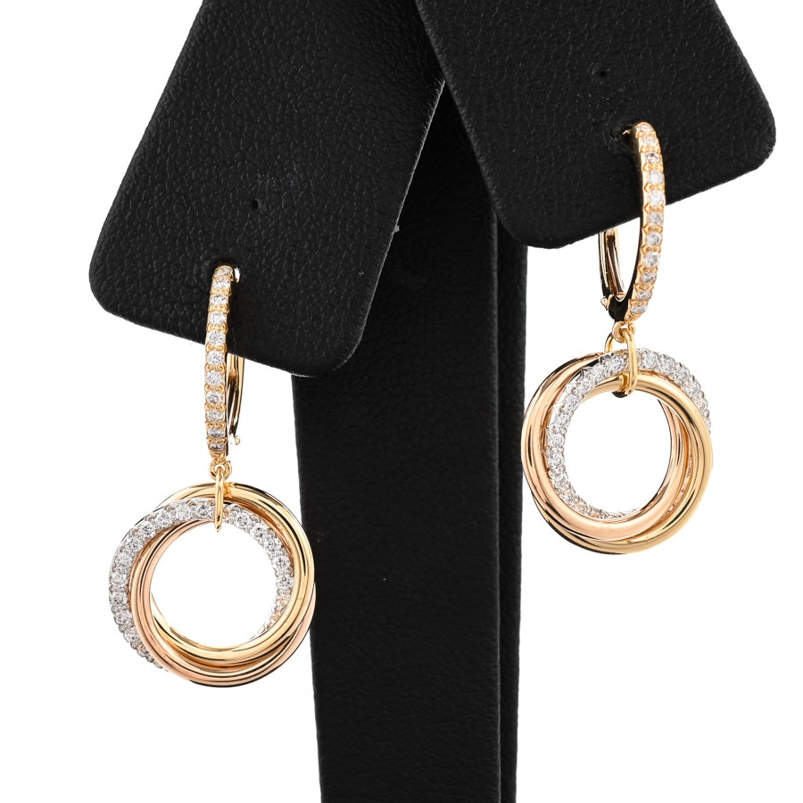 【中古A品】  カルティエ トリニティ セミパヴェ  B8301465 K18イエローゴールド/ホワイトゴールド/ピンクゴールド(K18YG/WG/PG) 銀座