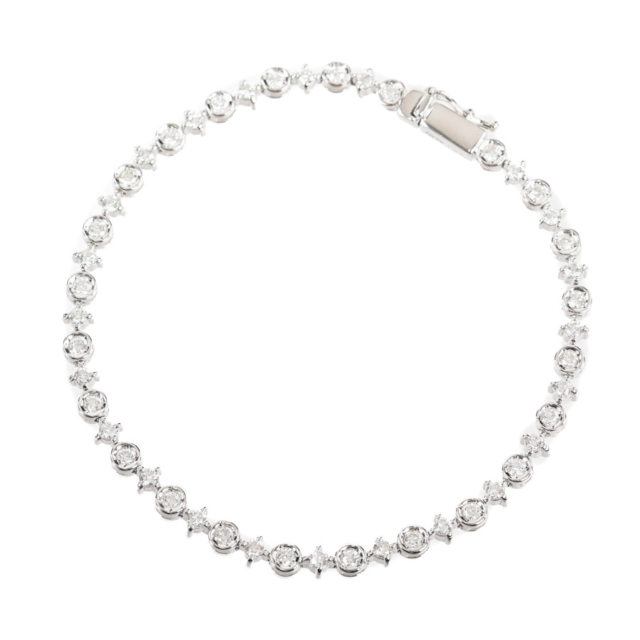 【中古A品】  ライン ダイヤ ブレスレット   K18ホワイトゴールド 元町本店