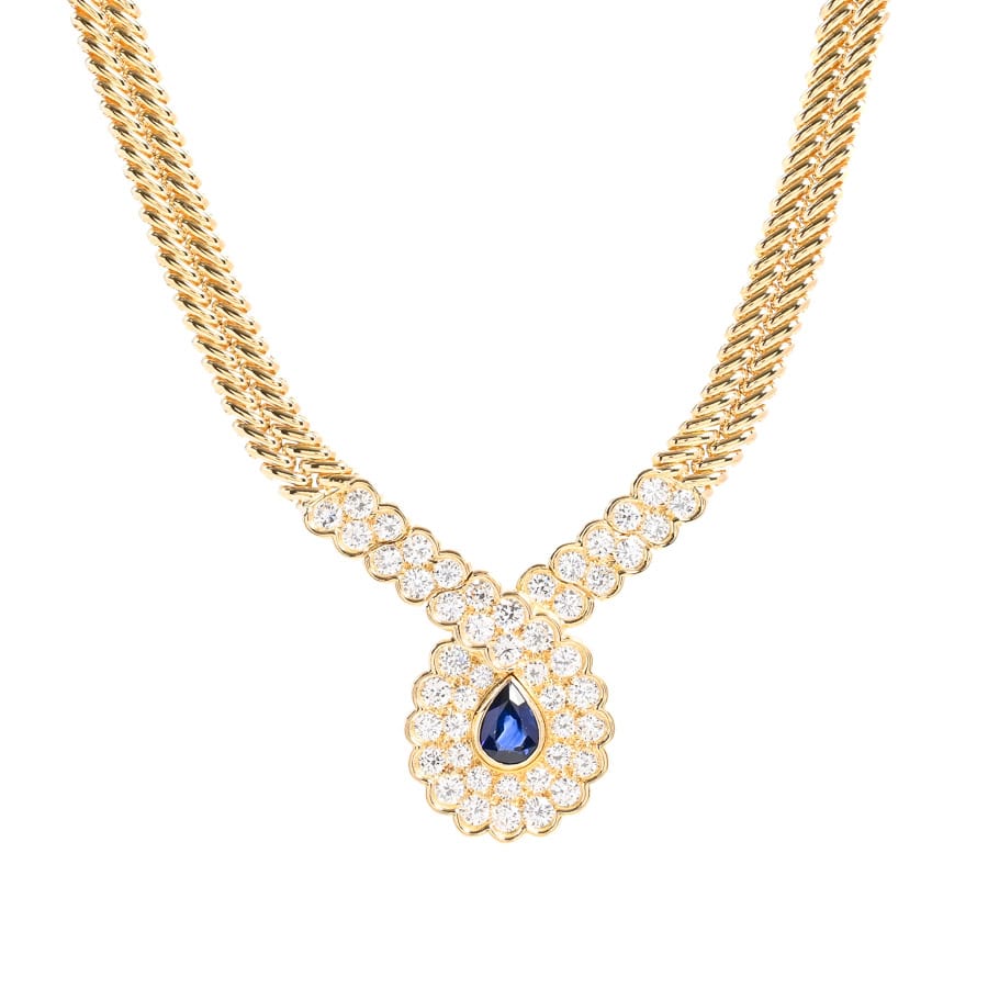 【中古A品】  ヴァンクリーフアーペル サファイア ネックレス   K18イエローゴールド 銀座