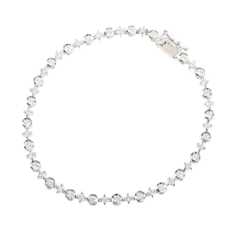 【中古A品】  ライン ダイヤ ブレスレット   K18ホワイトゴールド THE YOKOHAMA FRONT