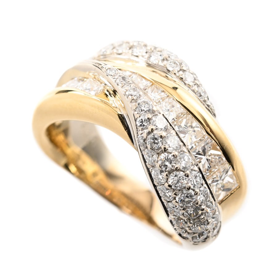 【中古A品】  ノンブランドジュエリー ダイヤ リング   K18YG/WG 元町本店