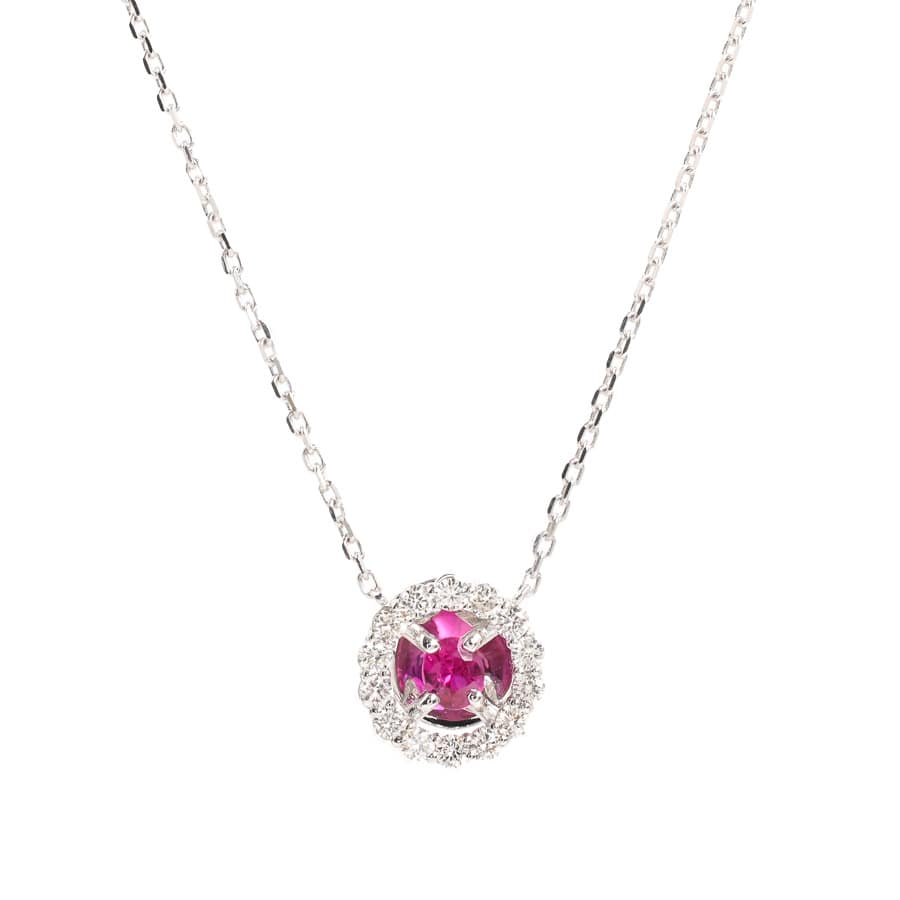 【中古A品】  ノンブランドジュエリー ルビー ネックレス   K18ホワイトゴールド 横浜関内店