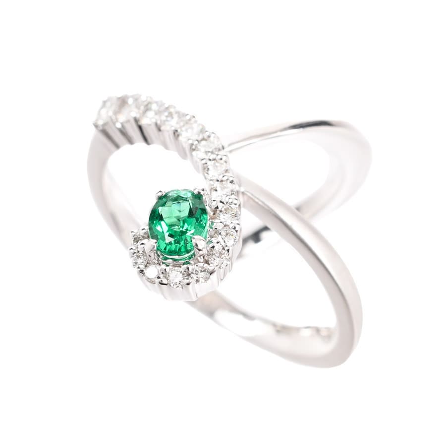 【中古A品】  カラッチ エメラルド リング   K18ホワイトゴールド 銀座