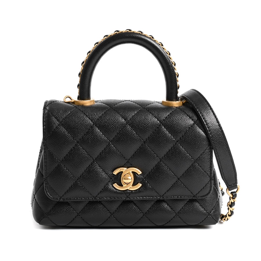 【中古A品】  シャネル トップハンドルミニフラップバッグ  AS2215 キャビア 新宿歌舞伎町店