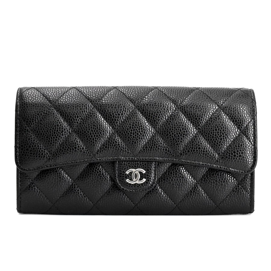 【未使用品】  シャネル クラシックロングフラップウォレット  AP0241 キャビア 銀座
