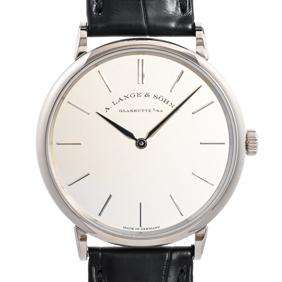 【中古A品】  ランゲアンドゾーネ サクソニア フラッハ  201.027 ホワイトゴールド 銀座