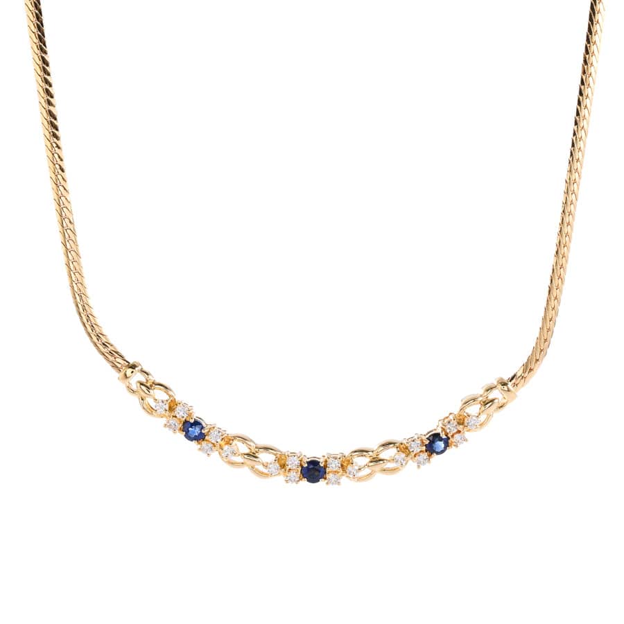 【中古A品】  ミキモト サファイア ネックレス   K18イエローゴールド 銀座