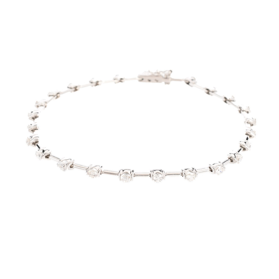 【中古A品】  ライン ダイヤ ブレスレット   K18ホワイトゴールド 銀座