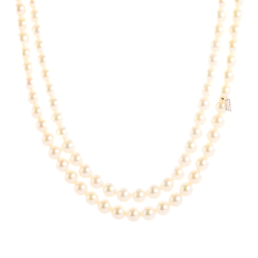 【中古A品】  ミキモト パール ネックレス   K14ホワイトゴールド 元町本店