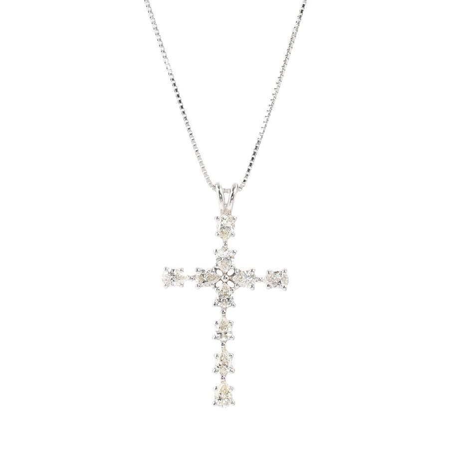 【中古A品】  ノンブランドジュエリー ダイヤ ネックレス   K18ホワイトゴールド 銀座