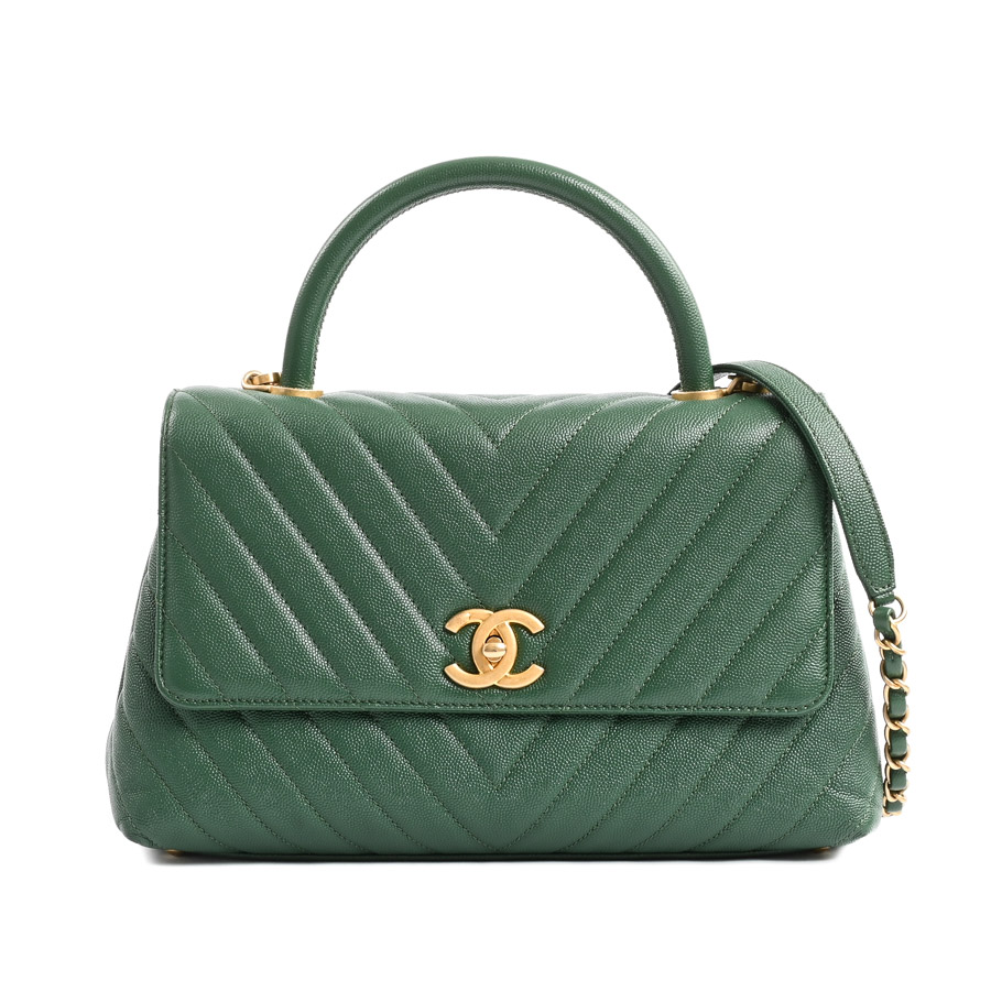 【中古A品】  シャネル トップハンドルフラップバッグ   キャビア 元町本店