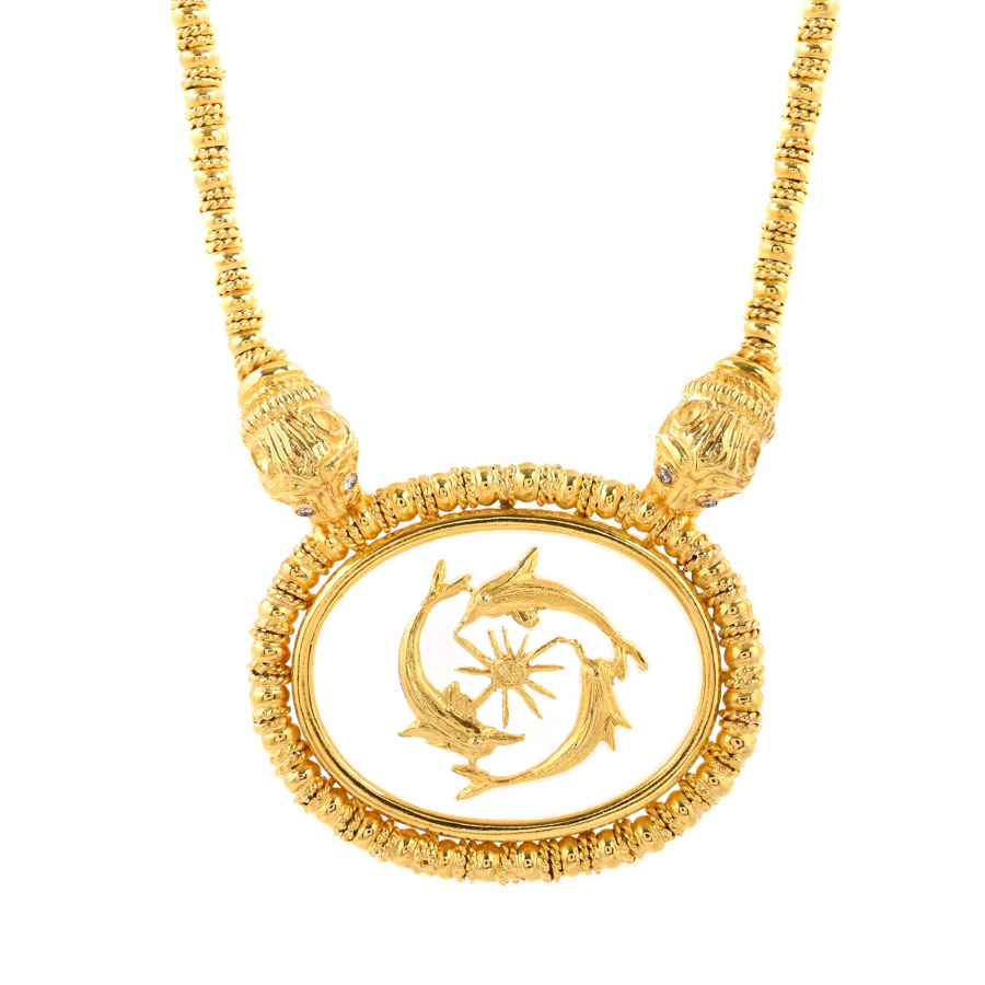 【中古A品】  イリアスララウニス クォーツ ネックレス   K18イエローゴールド 銀座