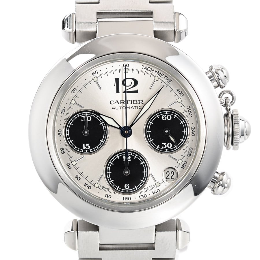 【中古A品】  カルティエ パシャC クロノグラフ  W31048M7 ステンレス THE YOKOHAMA FRONT