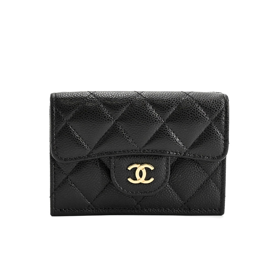 【中古SA品】  シャネル クラシックスモールフラップウォレット  AP0230 キャビア THE YOKOHAMA FRONT