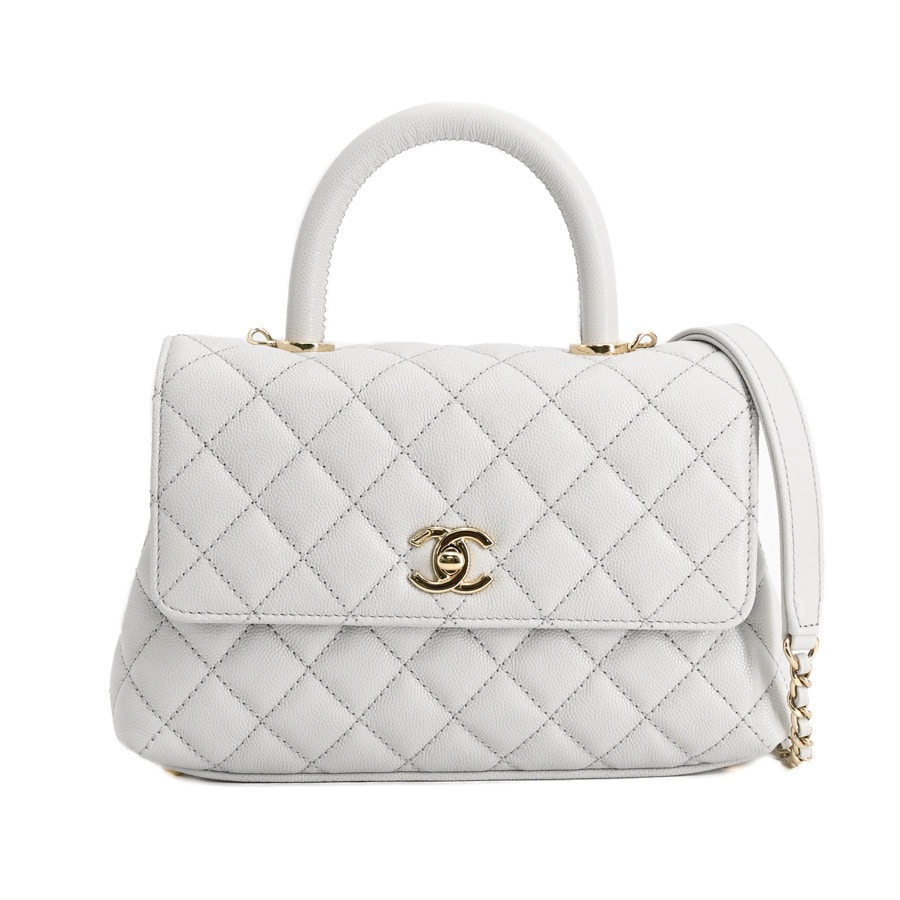 【中古SA品】  シャネル トップハンドルフラップバッグ  A92990 キャビア THE YOKOHAMA FRONT