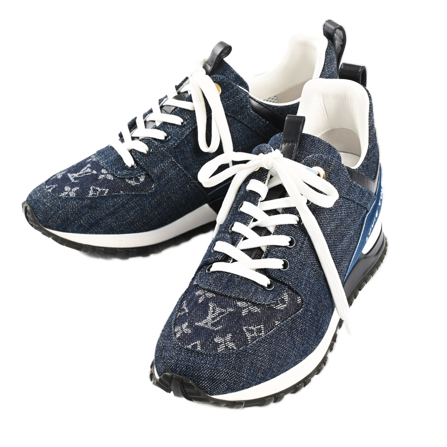【中古AB品】  ルイヴィトン ランアウェイラインスニーカー モノグラムデニム  デニム 新宿歌舞伎町店