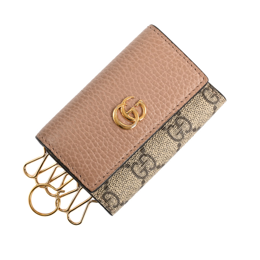 【中古AB品】  グッチ ダブルGキーケース GGマーモント 456118 GGスプリーム 元町本店