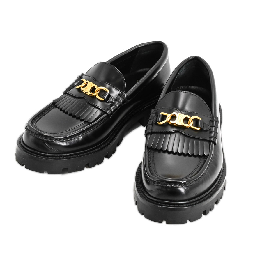 【中古A品】  セリーヌ トリオンフチェーン付きCELINEマーガレットローファー  344893 カーフ 新宿歌舞伎町店