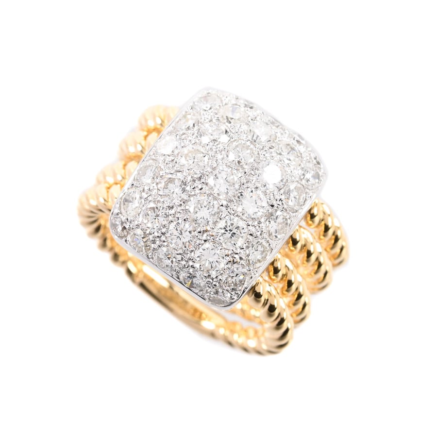 【中古A品】  ノンブランドジュエリー ダイヤ リング   K18YG/WG 銀座