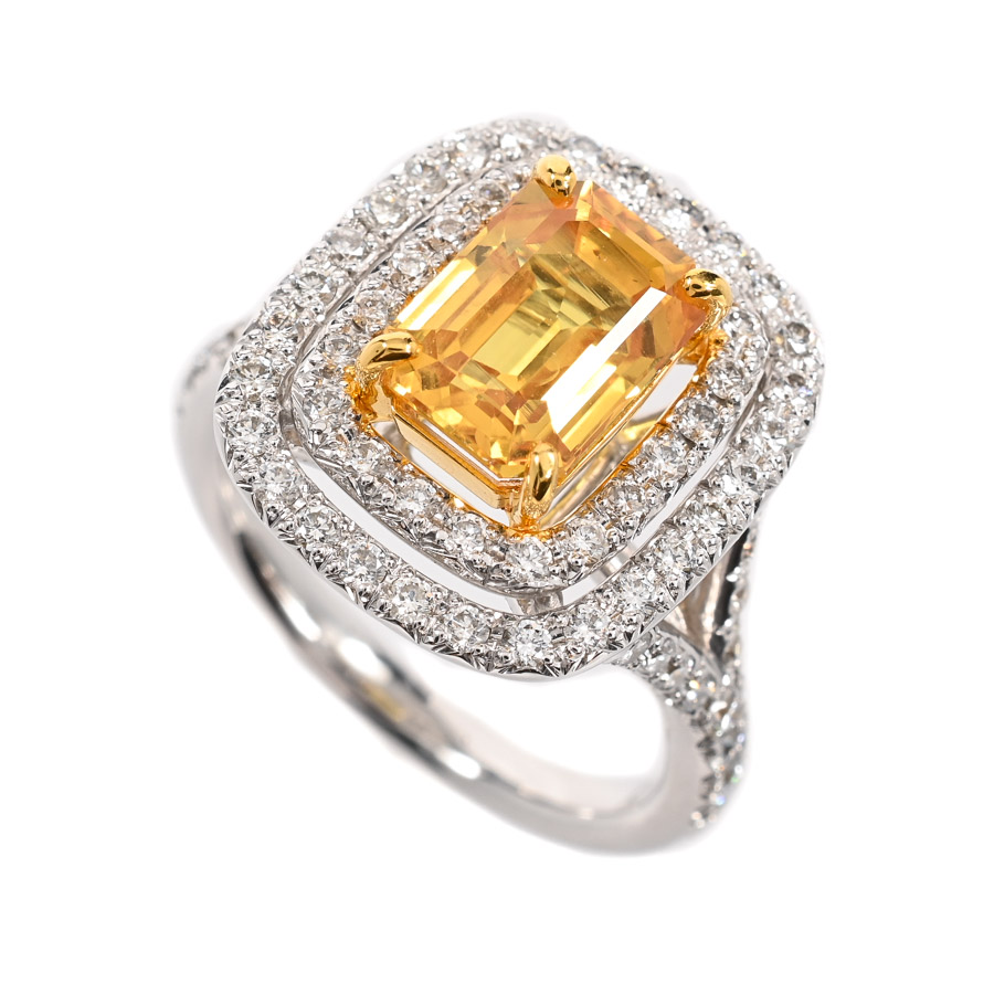 【中古A品】  ノンブランドジュエリー イエローサファイア リング   K18YG/WG 横浜関内店