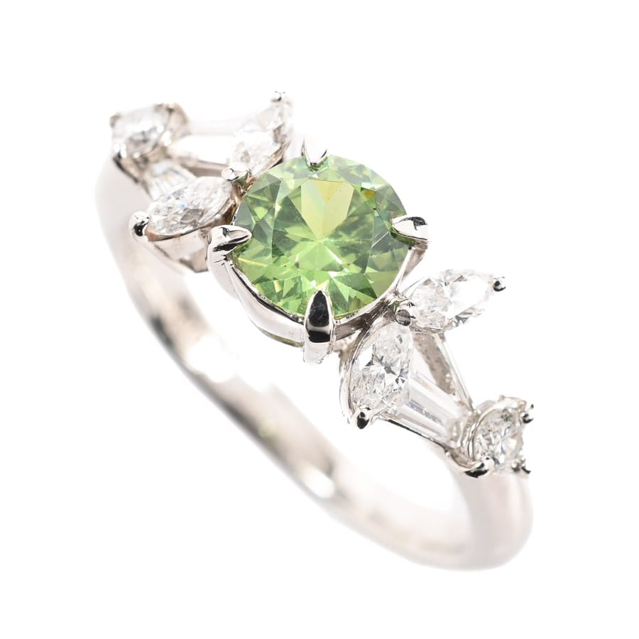 【中古A品】  ノンブランドジュエリー デマントイドガーネット リング   プラチナ900 銀座