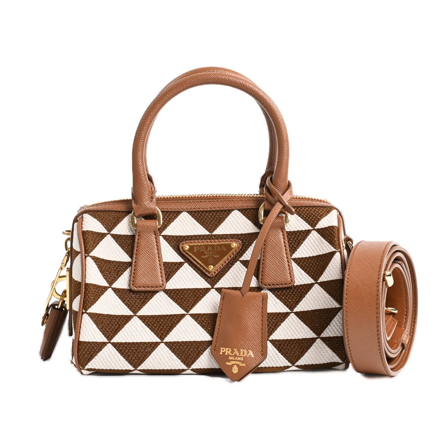 【中古A品】  プラダ シンボルエンブロイダリートップハンドルバッグ  1BB846 ジャガード 元町本店