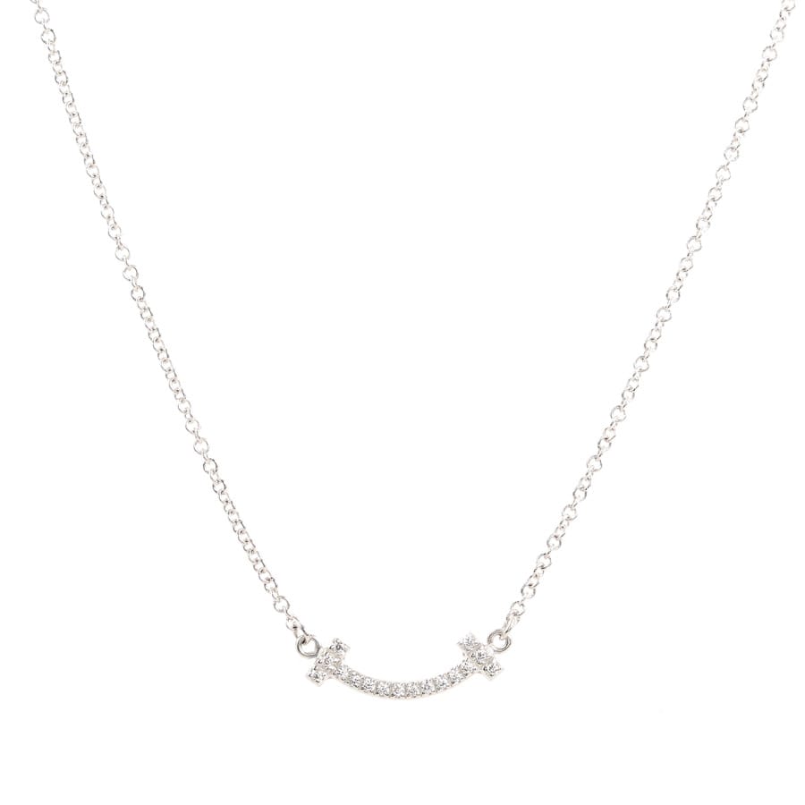 【中古A品】  ティファニー Tスマイルペンダントミニ   K18ホワイトゴールド(K18WG) 元町本店