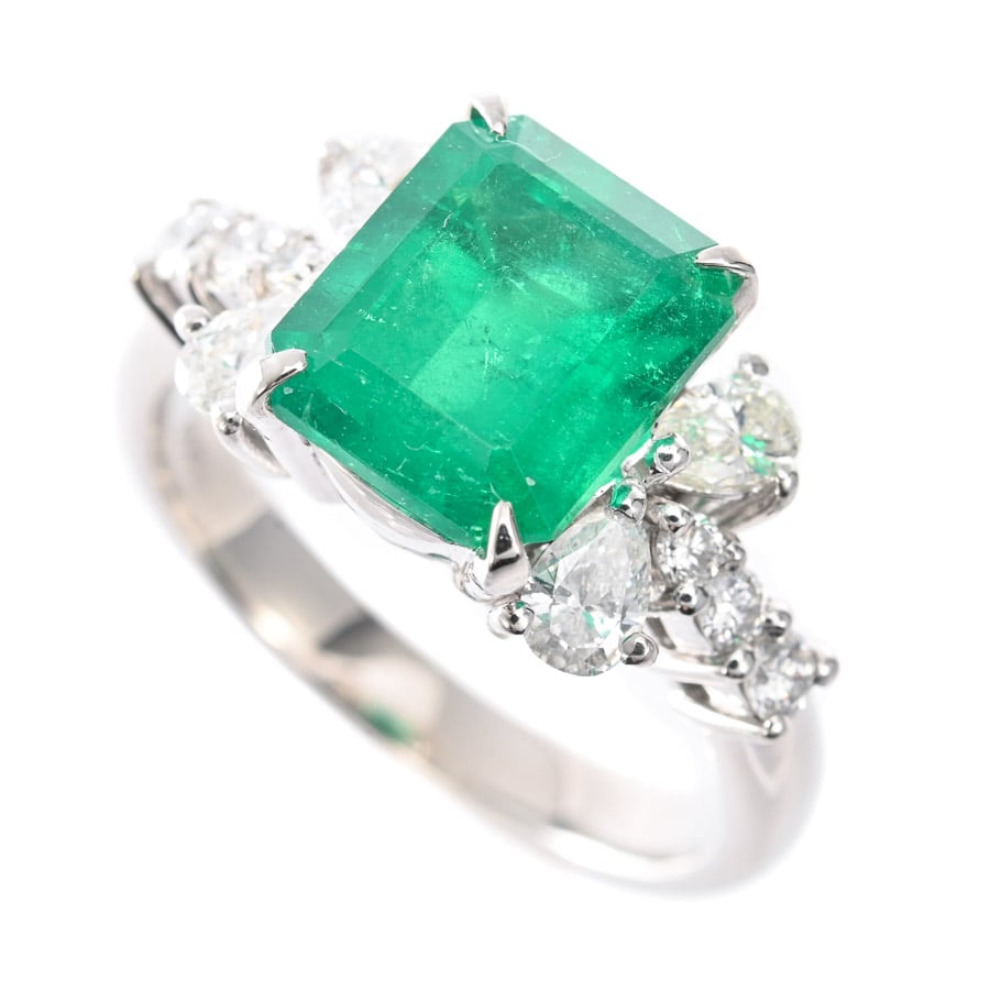 【中古A品】  ノンブランドジュエリー エメラルド リング   プラチナ900 銀座