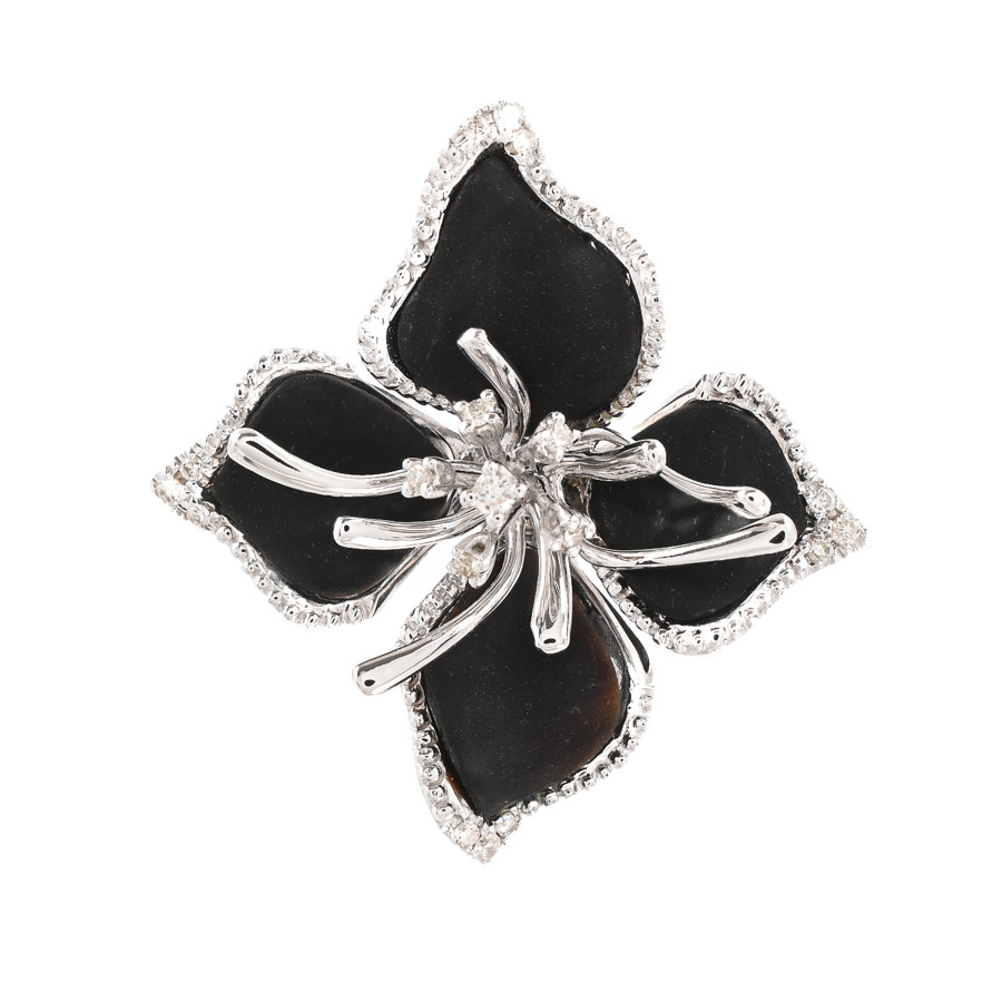 【中古A品】  ノンブランドジュエリー 黒色石 ペンダント   K18ホワイトゴールド 横浜関内店