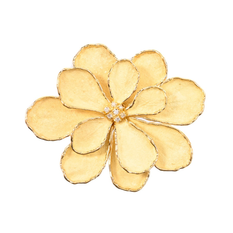 【中古A品】  ノンブランドジュエリー ダイヤ ブローチ   K18YG 横浜関内店