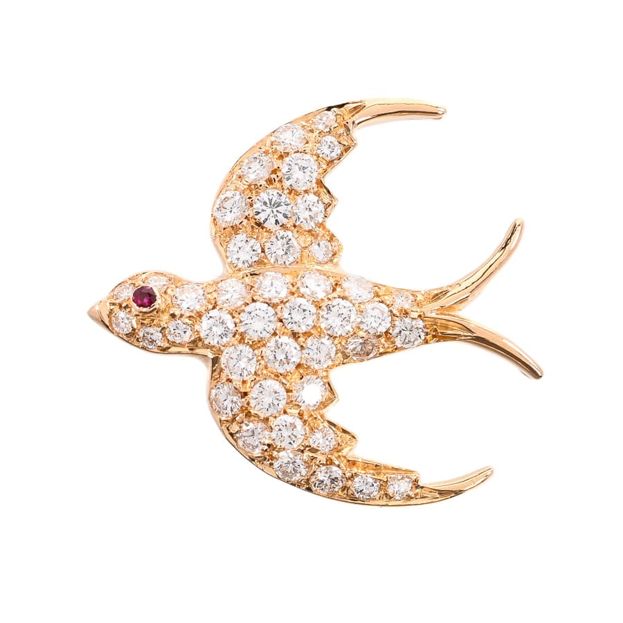 【中古A品】  ノンブランドジュエリー ダイヤ ブローチ   K18YG 銀座