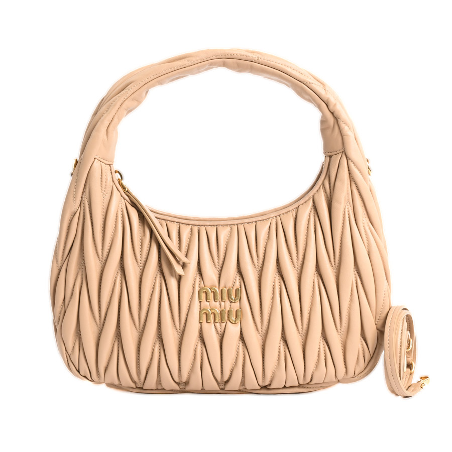 【中古SA品】  ミュウミュウ ワンダーマテラッセレザーホーボーバッグ  5BC153 ラムスキン 新宿歌舞伎町店