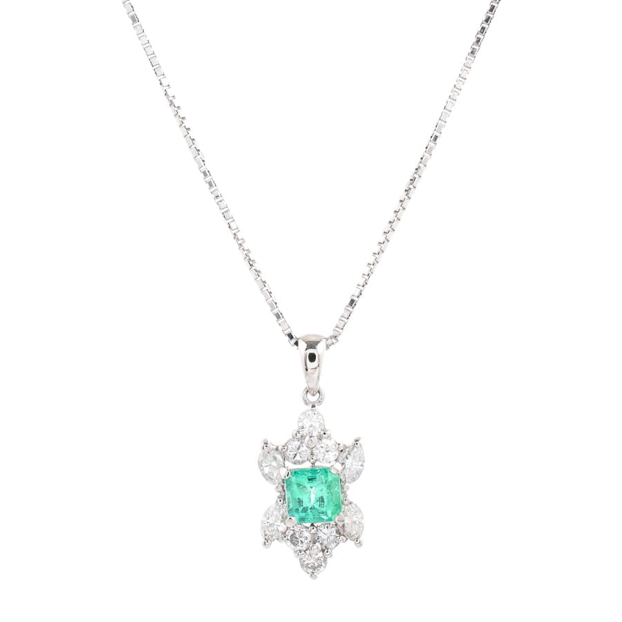 【中古A品】  ノンブランドジュエリー エメラルド ネックレス   プラチナ900/850 横浜関内店