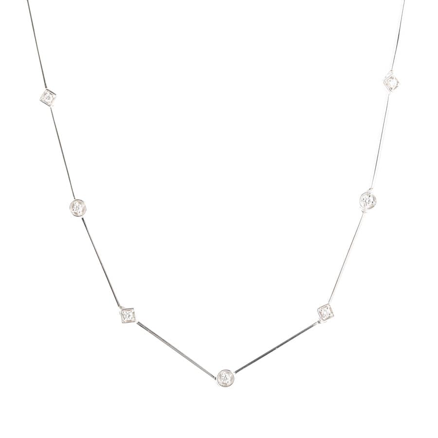 【中古A品】  タサキ ダイヤ ネックレス   K18ホワイトゴールド 銀座