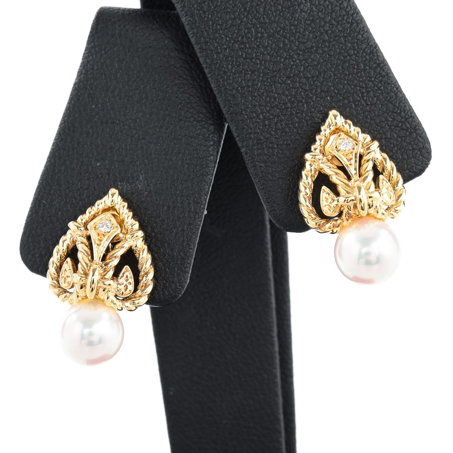 【中古A品】  ミキモト パール イヤリング   K18イエローゴールド 銀座