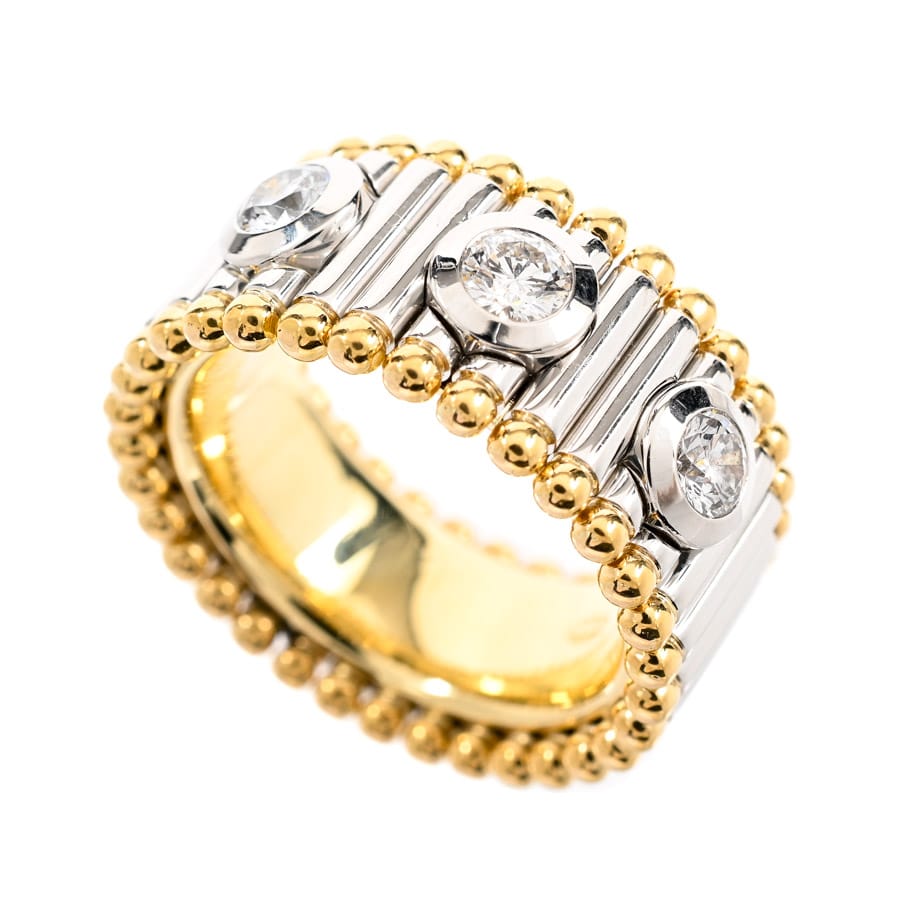 【中古A品】  ジョージジェンセン ダイヤ リング   プラチナ950/K18イエローゴールド(Pt950/K18YG) 銀座