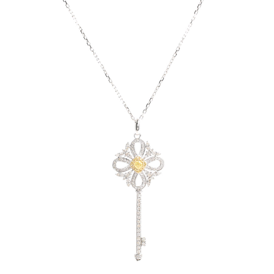 【中古A品】  ノンブランドジュエリー ダイヤ ネックレス   K18YG/WG 銀座