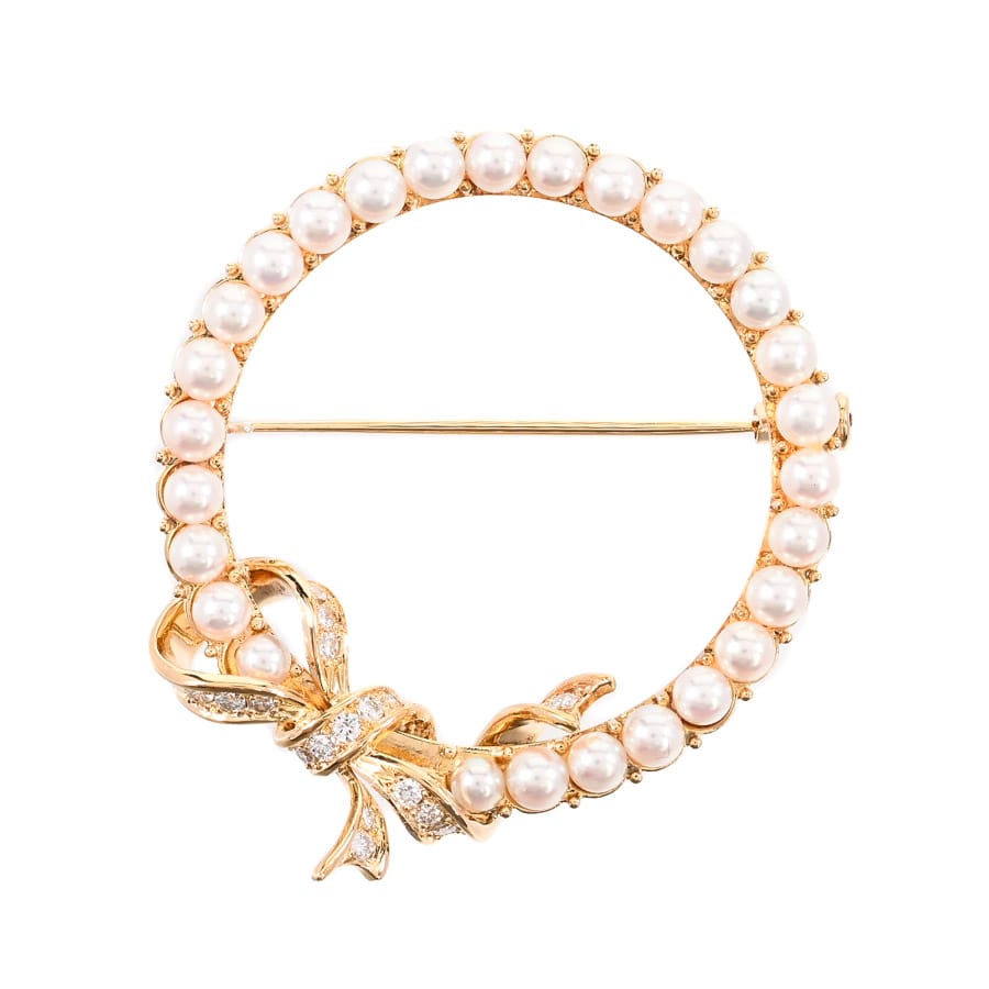 【中古A品】  ノンブランドジュエリー パール ブローチ   K18YG 銀座